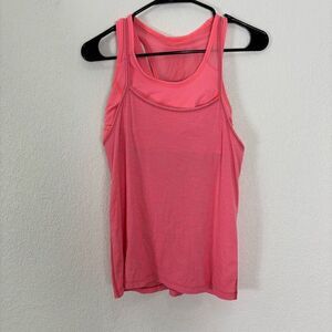 Lululemon Pink Two in One Stripped Tank Top with Built in Sports Bra